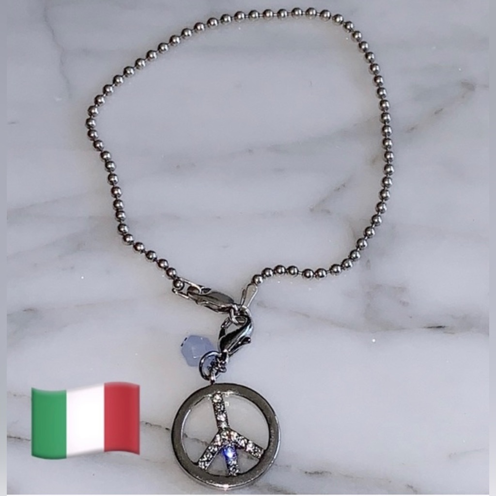 Milor Sterling Silver Bracelet With Removable Peace, Sign Charm